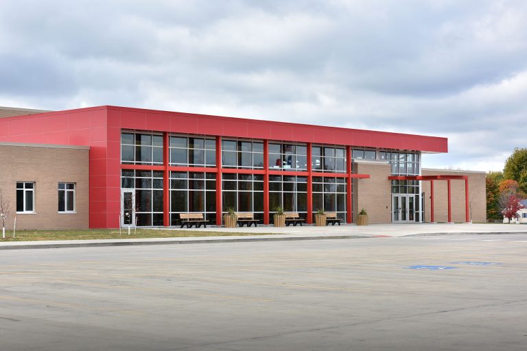 Front entrance of school