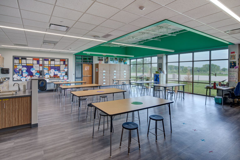 Art room featuring pop-up ceiling