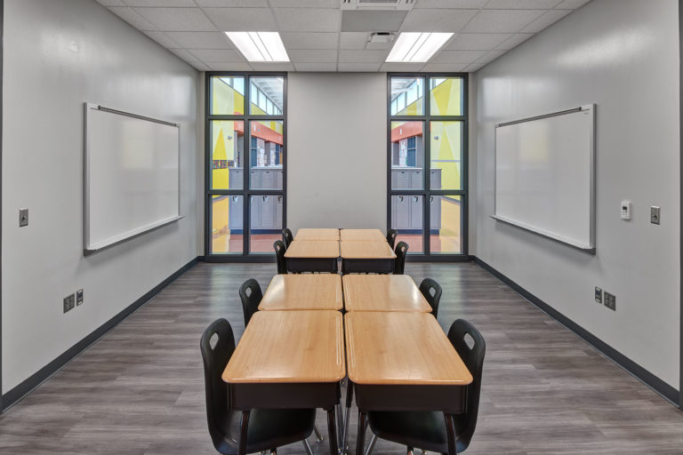 View from collaboration space looking into student center area