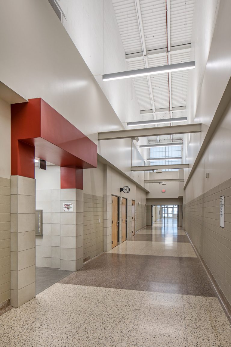 Corridor with tall ceilings