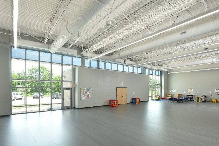 Indoor multipurpose space for play and exercise