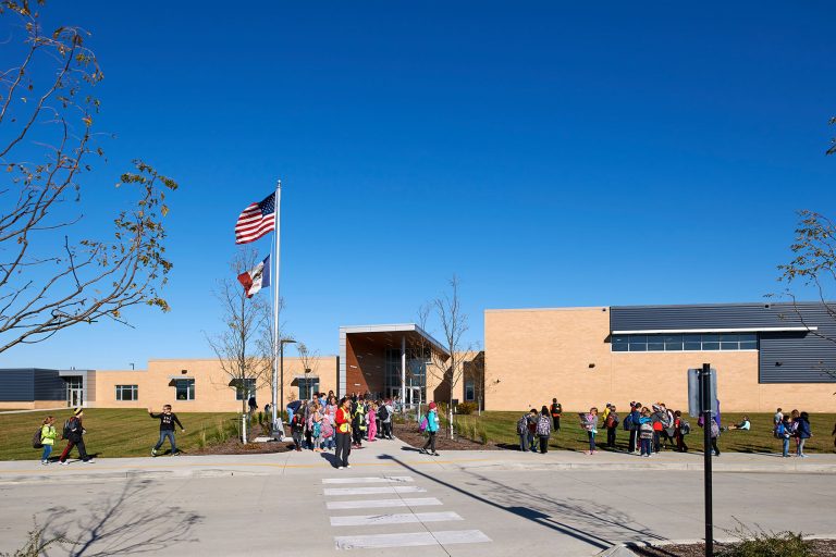 Exterior main entrance with students