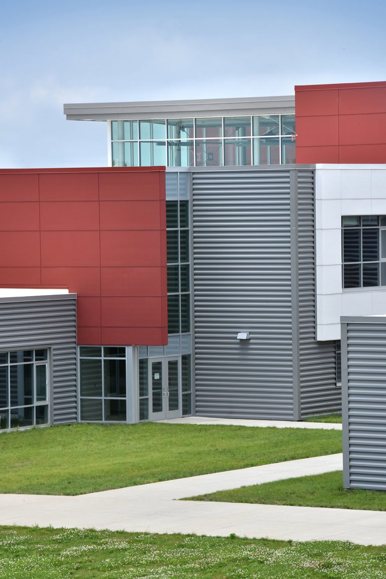 Exterior vertical detail shot of cladding