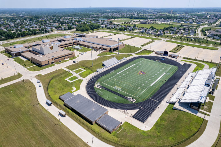 Photo of stadium from drone