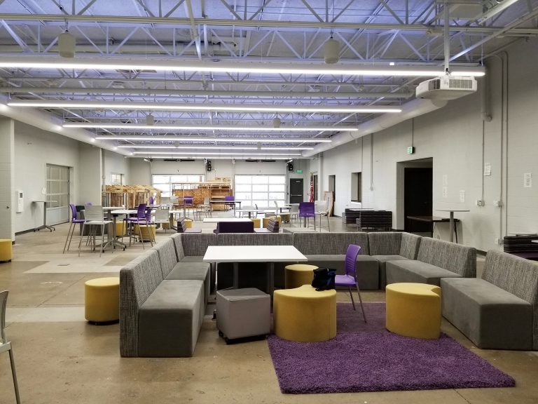 Open work space with flexible seating