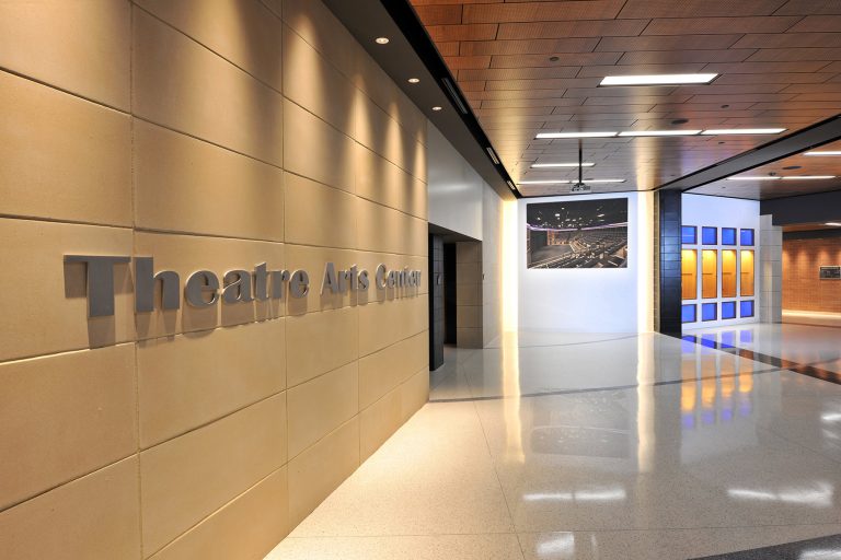 Lobby detail of building name lettering