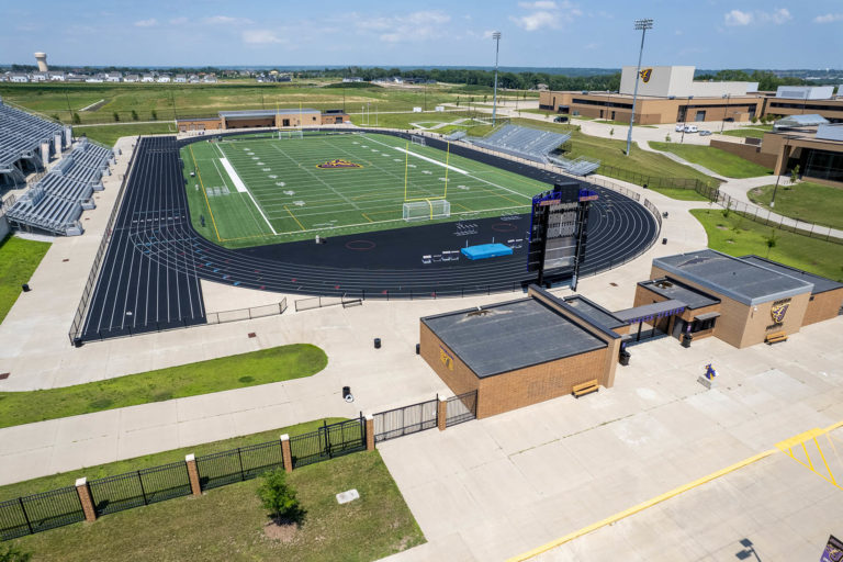 Photo of stadium from drone