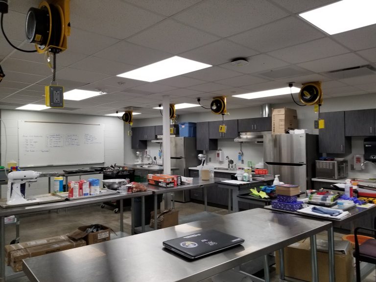 Culinary arts classroom with cooking stations