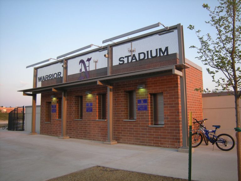 Ticket booth with district branding