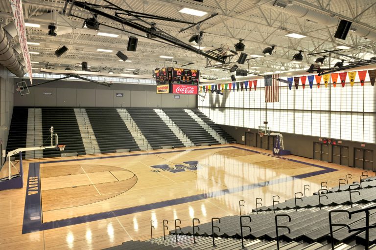 Gymnasium with translucent wall