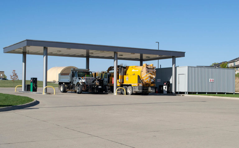 Exterior of fuel filling station