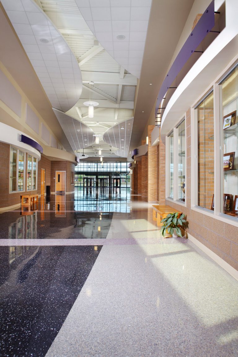 Interior main hallway with display cases