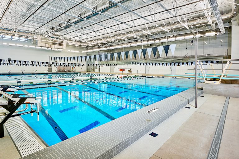 Pool overall showing spectator seating