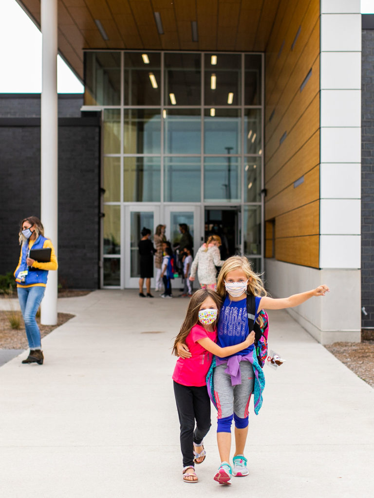 Exterior entry with students