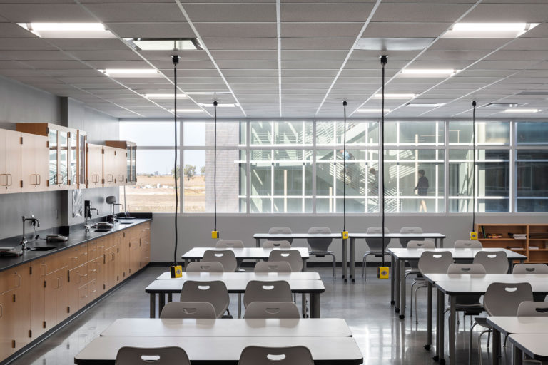 Science classroom looking outside