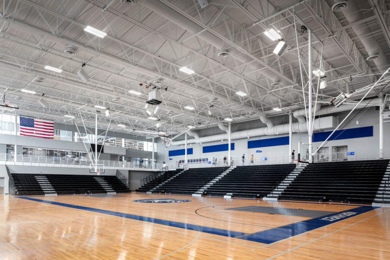 Gymnasium with bleachers extended