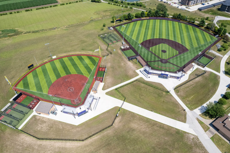 Drone photo of baseball and softball fields