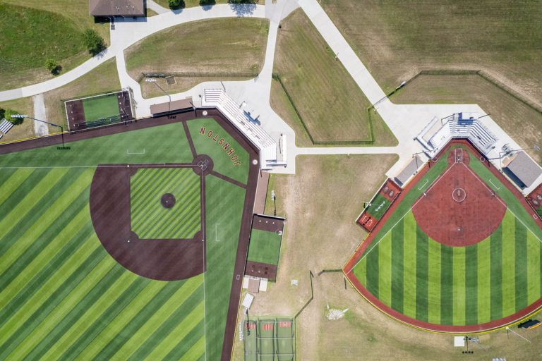 Drone photo of baseball and softball fields