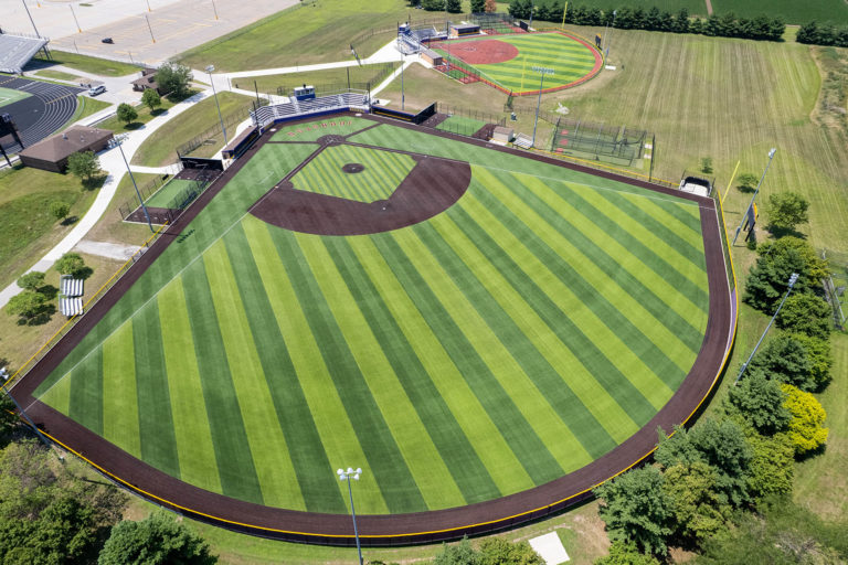 Drone photo of baseball and softball fields