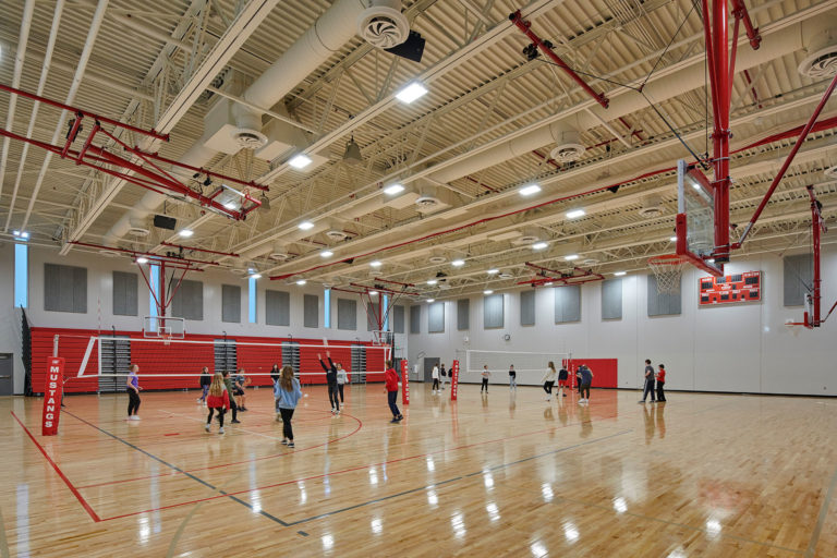 Middle school gymnasium with students