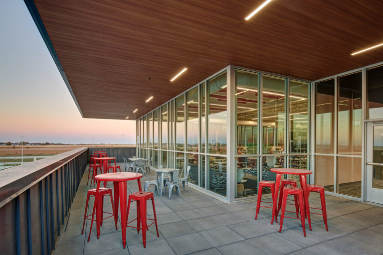 Exterior balcony space off of media center