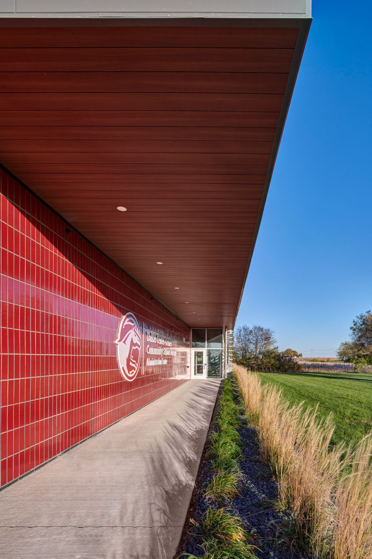 Close up exterior view leading to the main entrance