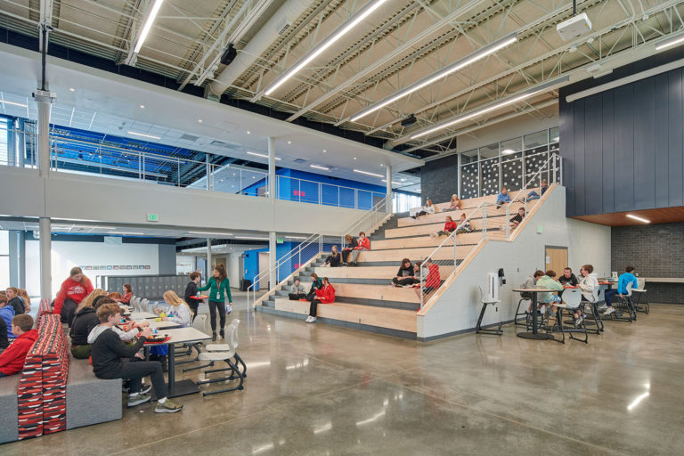 Cafeteria space with learning stairs