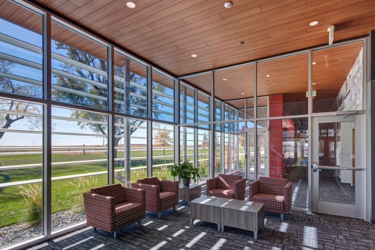 Lobby of reception with seating