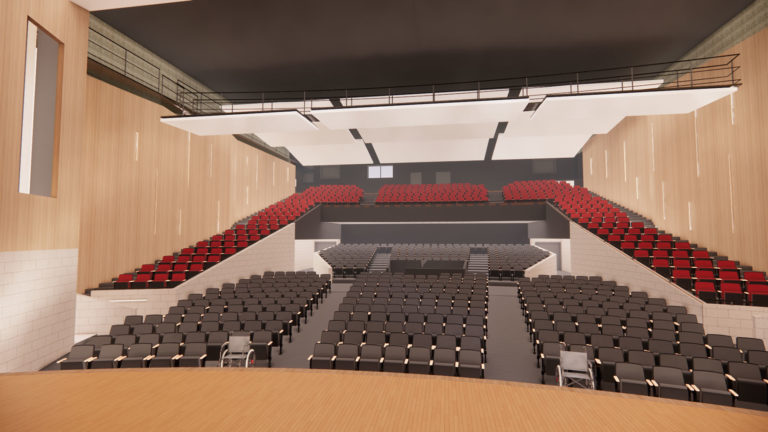View of an auditorium looking from the stage