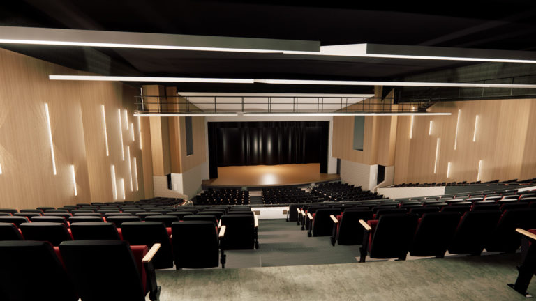 View of an auditorium from the back seats