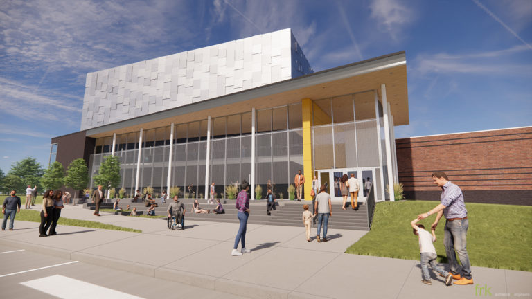 Exterior view of high school auditorium addition