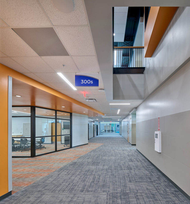 Interior corridor looking up to second floor