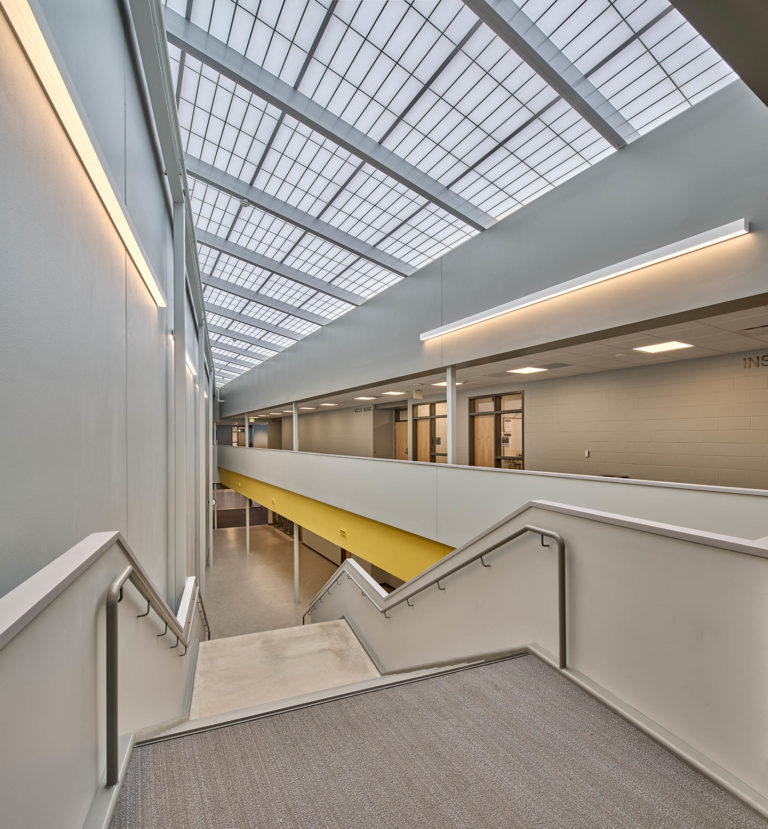 Interior atrium with translucent glazing roof